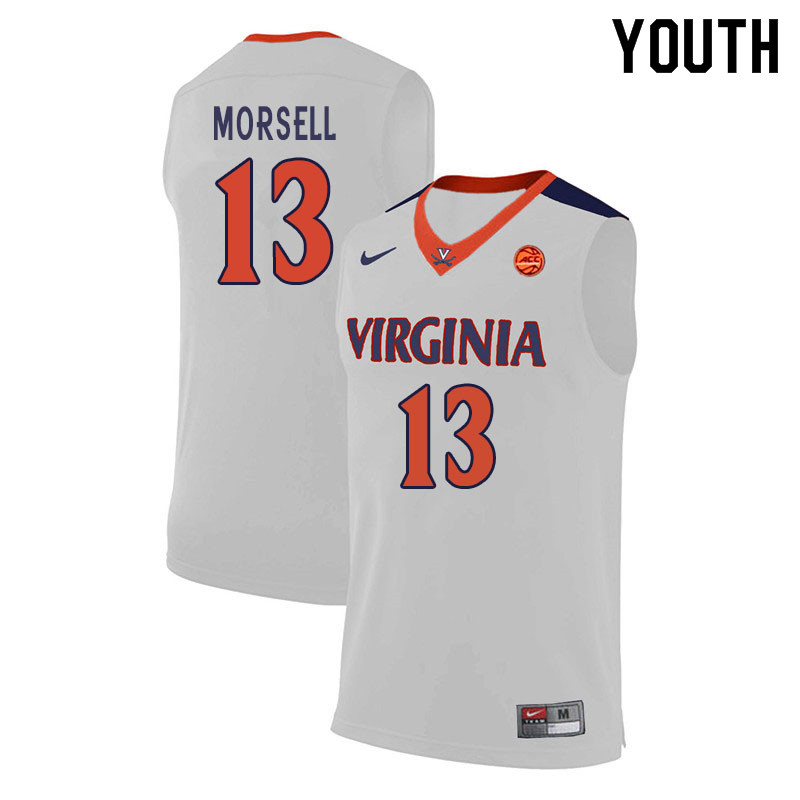 Youth #13 Casey Morsell Virginia Cavaliers College Basketball Jerseys Sale-White - Click Image to Close